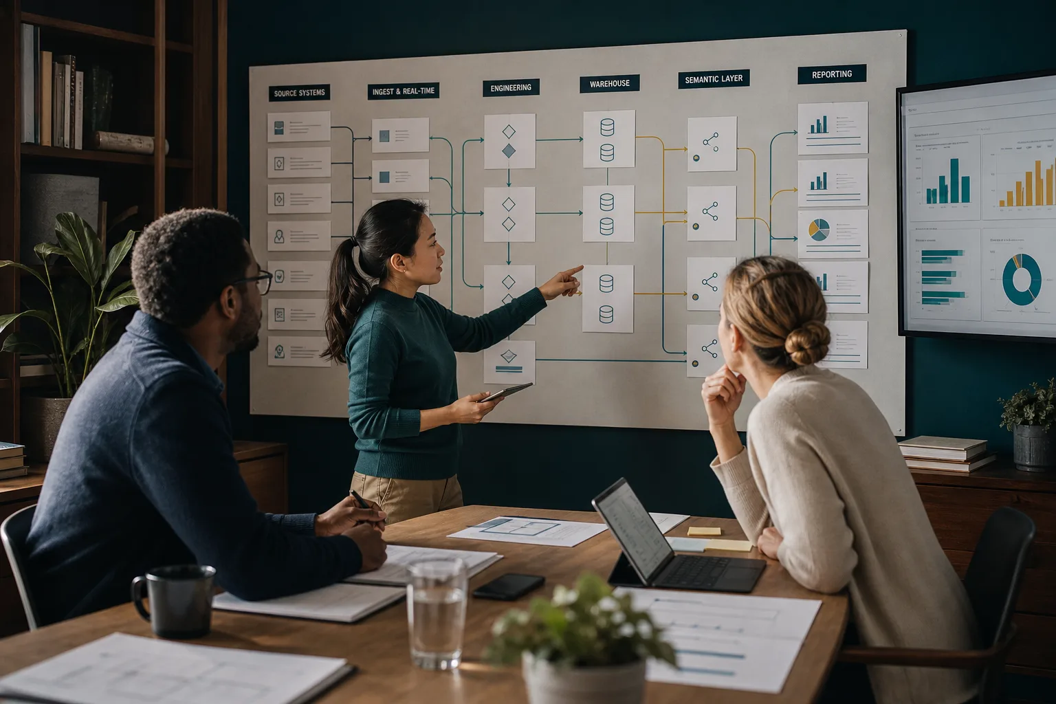Microsoft Fabric team mapping shared data from source systems to reporting